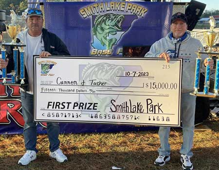 Jeff Cannon and Terry Tucker with $15,000 check